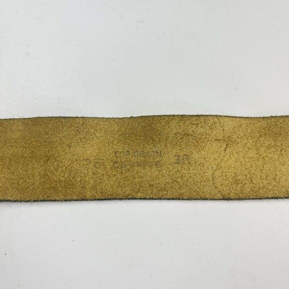 vintage Tan Soft Leather Wide Belt S Brass Buckle Western Classic Heritage Prep - Picture 4 of 12